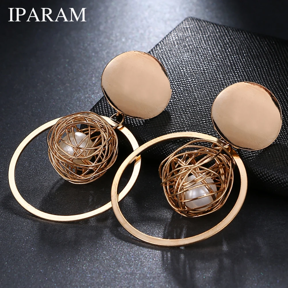 

Bold statement earrings 2018 ball Geometric earrings For Women Round Dangle Earrings Drop modern art fashion jewellery