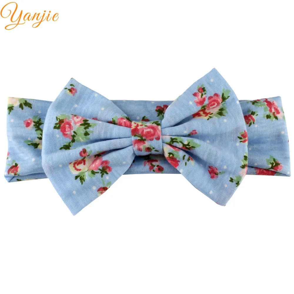 Girls 5'' Big Flowers Hair Bow Headband For Kids Winter Large Flower Turban Elastic Hair Band Girls Floral Hair Accessories