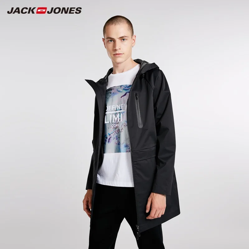 

JackJones Men's Hooded Trench Coat Long Jacket Fashion Menswear 218321523