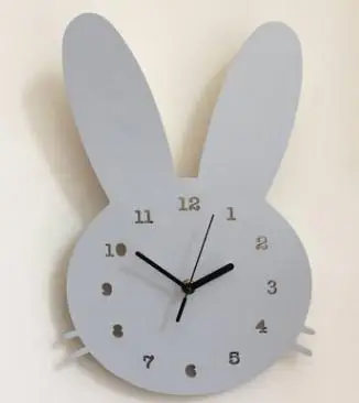 Nordic Kids Room Decor Rabbit Bunny Clock Wall Hanging Room Decoration Scandinaivan Style Kids Decor Nordic Nursery Decoration - Цвет: Grey