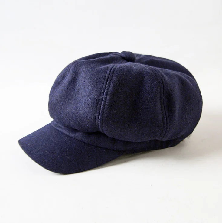 Зимняя женская берет в стиле винтаж восьмиугольная шляпа для отдыха литературная газетная Кепка Военная кепка осень зима Snapback шляпа от солнца женские шапки - Цвет: navy blue