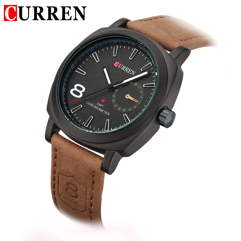 

CURREN Luxury Brand New Men Luminous Quartz Watch Fashion Sport Leather Strap Wristwatches Drop Shipping Relogio Masculino 8139
