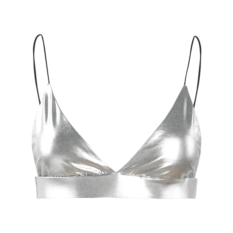 

Woman sexy Bra Underwear Female New Fashion Linserie wire free metal luster silver solid color backless S M L XL XXL bra