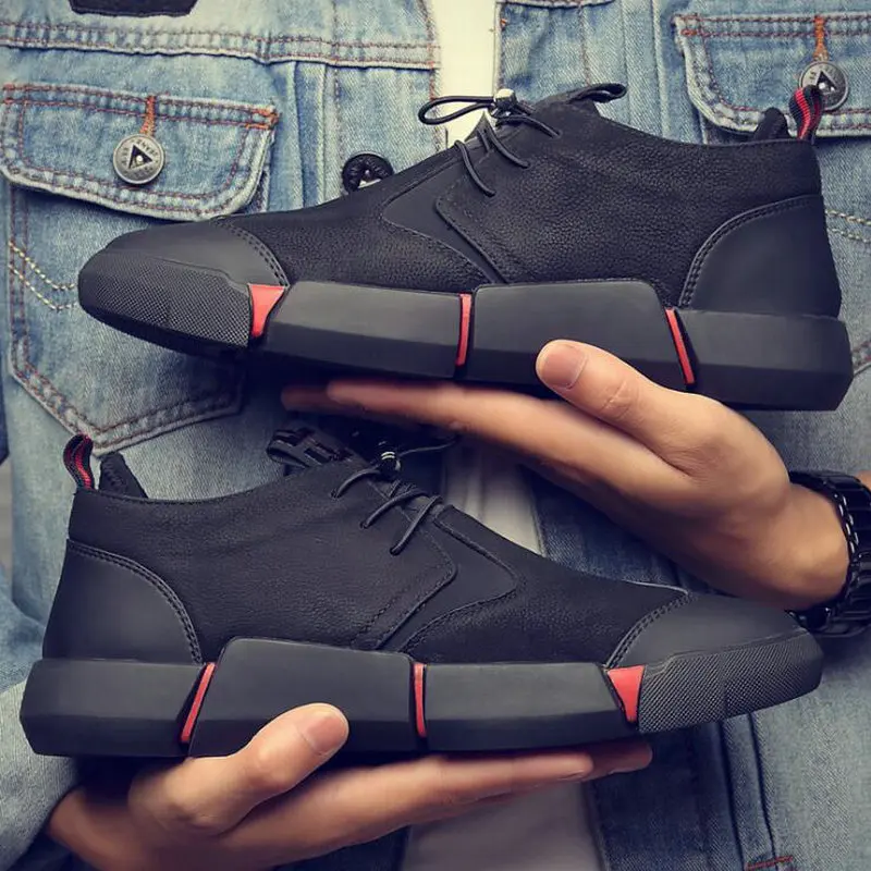 black leather casual sneakers