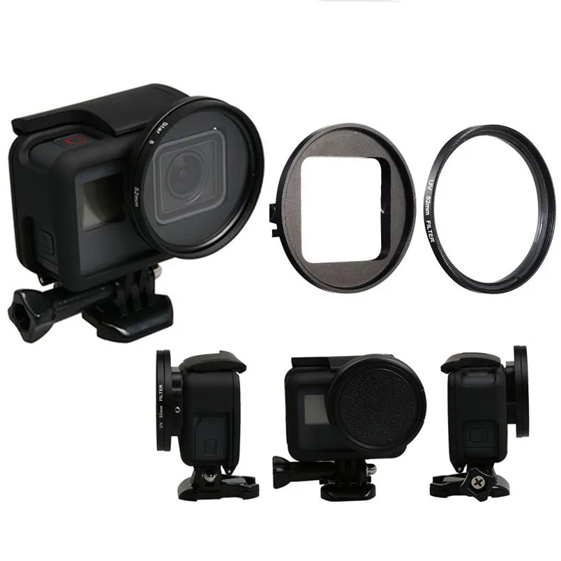 

Filter UV + Lens Protector Cap + 52mm Adapter Ring Filtors set Filtro for Go Pro Hero 5 6 7 Black Accessories