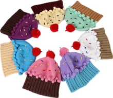 The same style as NEFF manual knit lovely beanie knitting women ball cap ice cream cupcake wool hat One size also for kids baby