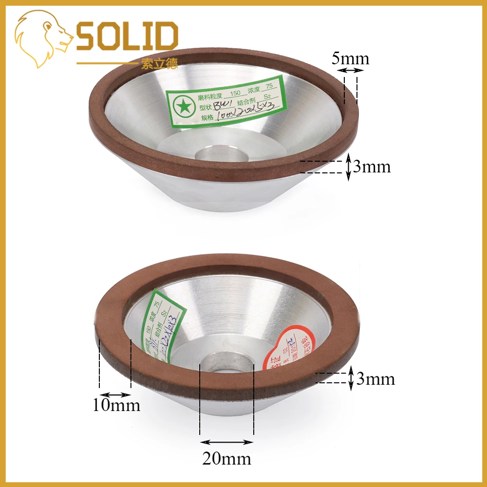 " алмазный шлифовальный круг, шлифовальный диск для фрезерного станка, точилка, шлифовальный станок, аксессуар 100x20x5x3 мм 100x20x10x3 мм 150