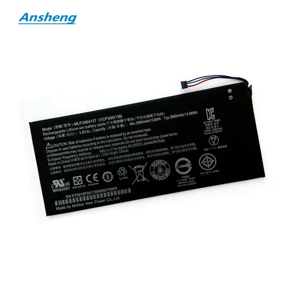 Высококачественный аккумулятор Ansheng 3580 мАч MLP2964137 для Acer lconia One 7 фотосессия