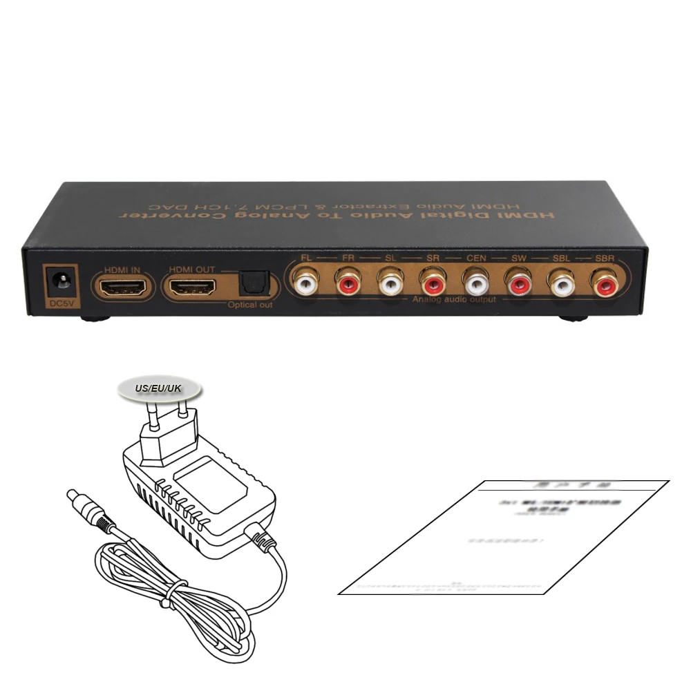 HDMI к HDMI аудио конвертер LPCM цифро-аналоговый аудио эксрактор до 7.1CH Full HD 3D 4 K для DVD hd-плеер PC