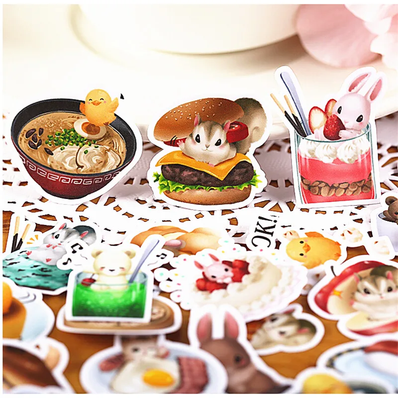 40pcs Creative Cute Self-made Meng Pet Food Scrapbooking Stickers /Decorative Sticker /DIY Craft Photo Albums Kawaii