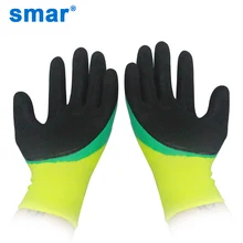 Smar горячая Распродажа латекса Microfine поролоновые перчатки Мути-цвета защитные рабочие перчатки мужские Мути-функция зеленый и желтая крышка перчатки