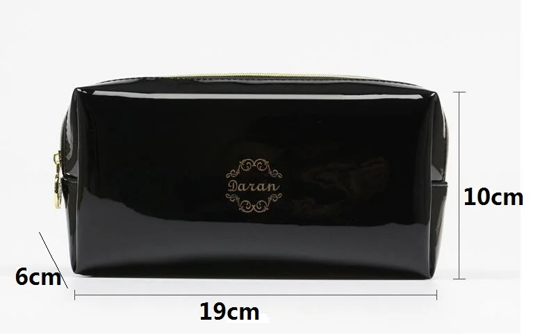 Качественная полиуретановая кожаная Подушка на молнии, брендовая косметичка, черный, trousse de maquillage - Цвет: black