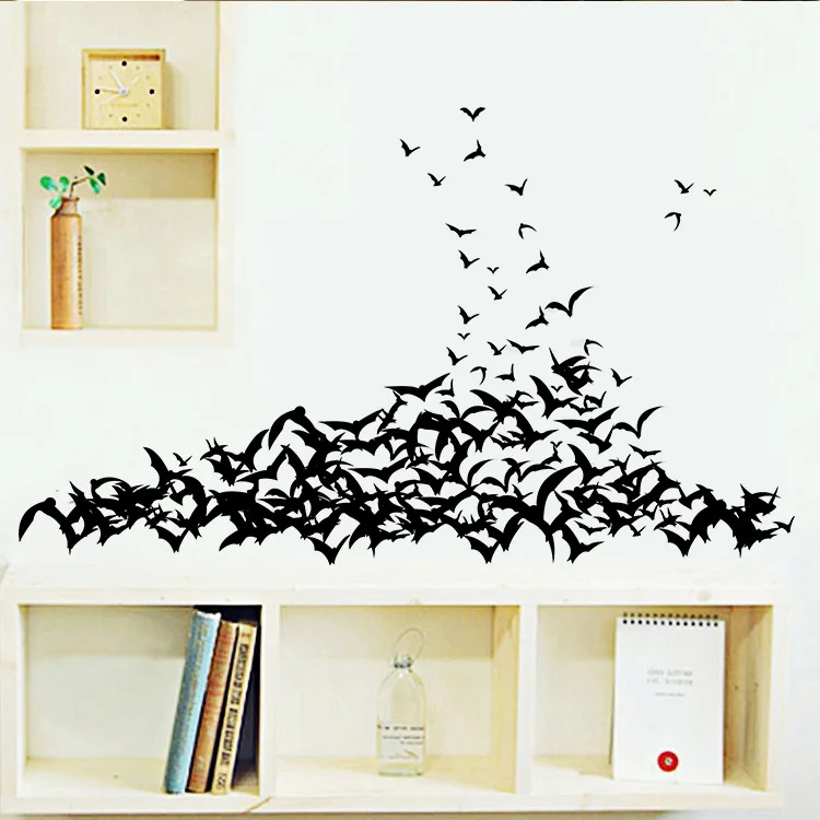 Black Bats Wall Sticker Halloween Removable Vinyl Wall Art Stickers