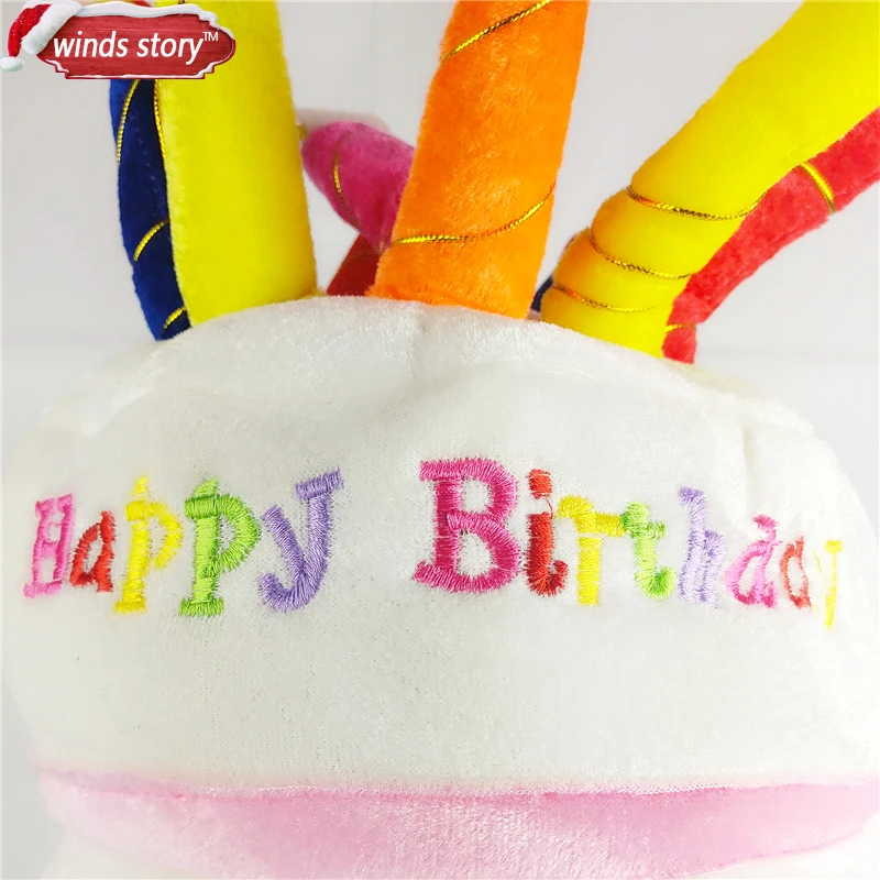 1 шт., шляпа-торт на день рождения, свечи, плюшевая Радужная Новинка, подарок, нарядное платье, веселый подарок, шляпа, декоративная шляпа "с днем рождения"