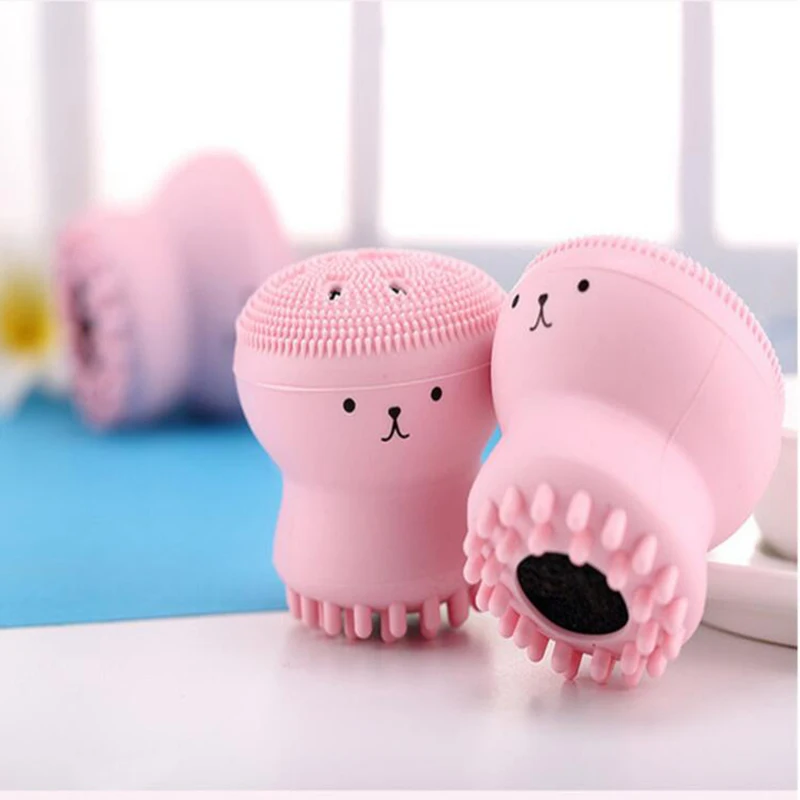 

Silicone Face Cleansing Brush Pore Cleaner Exfoliator Face Scrub Washing Brush Skin Care tools Small Octopus Shape