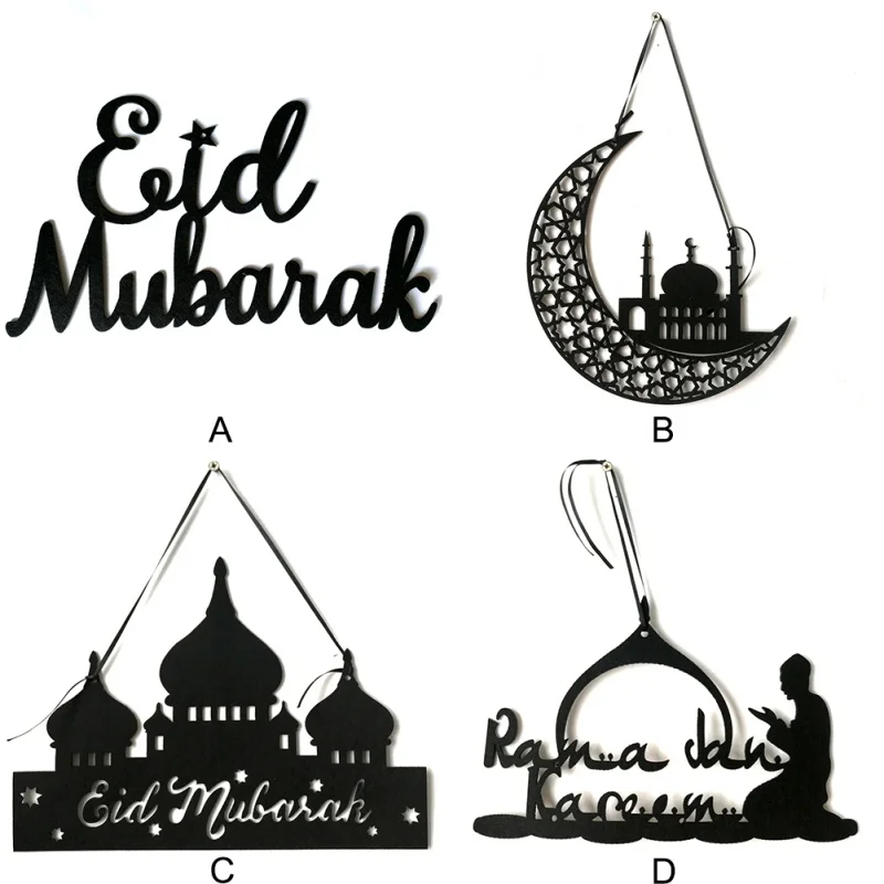 

New Non Woven Felt Hanging Tag Eid Al Fitr Wall Decoration Windows Decoration For Eid Al-Fitr Supplies