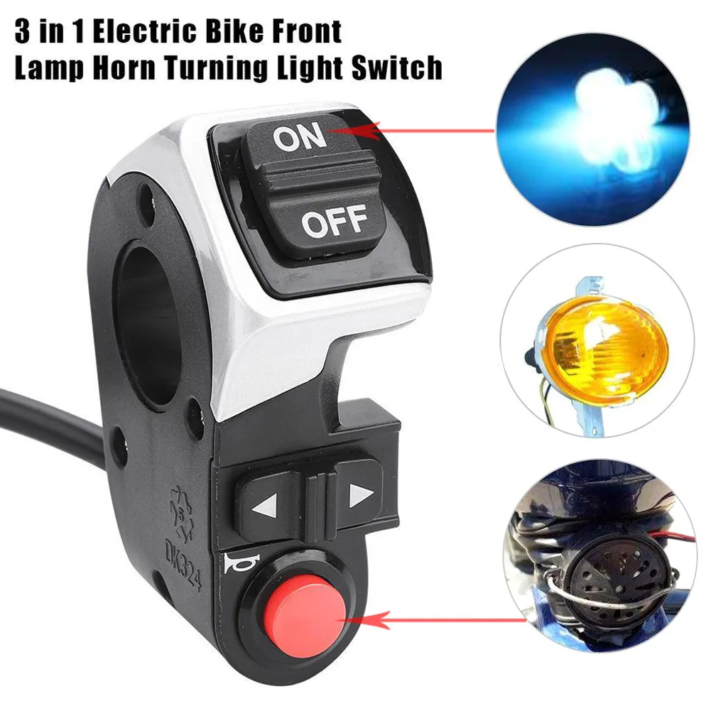 Turn Signal Rear Lamp Switch,LED Tail Light 3 in 1Control switch Electric Bicycle Scooter Switch Accessories - Цвет: Черный