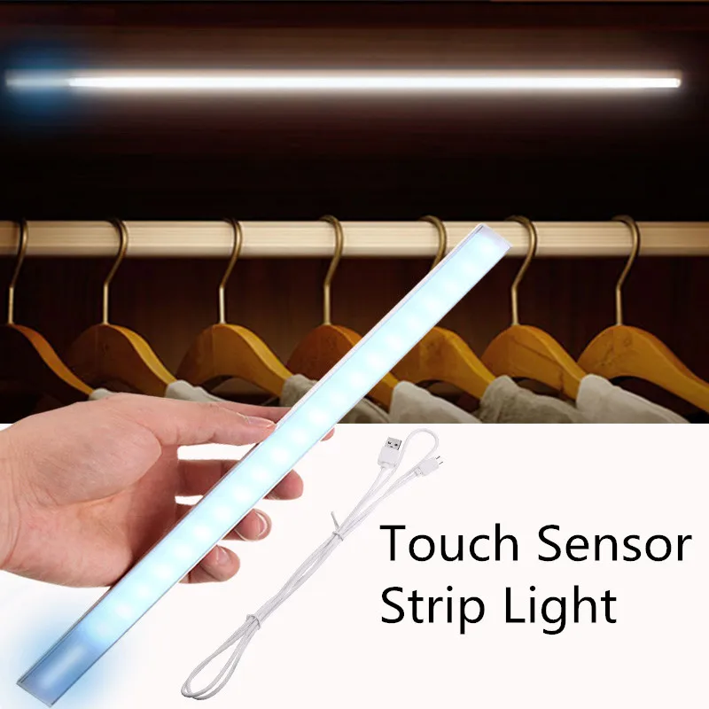 

LED Touch Sensor Kitchen Cabinet Light Lamp DC 5V 5W Wardrobe Closet Showcase Bookshelf White USB Night Light With Touch Switch