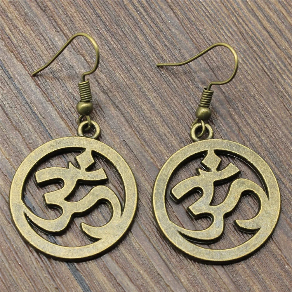 

25mm Simple Om Sign Charm Dangle Earring Charming Drop Earring Women Dropship Suppliers