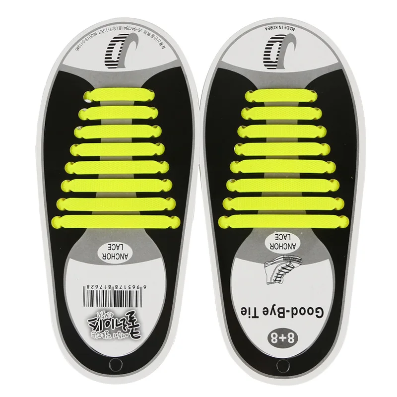 16 Pcs/lot Silicone Elastic Shoelaces Lazy Sport Decorative Slip on Shoes Laces For Men Women Girl Boy Sneaker