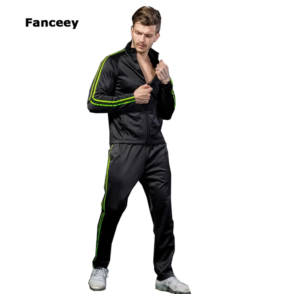 Мужской спортивный костюм Fanceey уличная спортивная одежда с полосками сбоку для