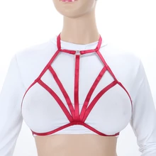 Для женщин восточном стиле высокое качество нижнее белье в готическом стиле топы Фетиш сетчатый бюстгальтер привязного ремня портупея в форме звезды бюстгальтер, нижнее белье красный