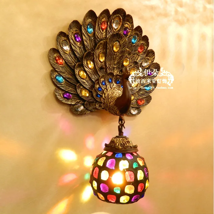 

FREE SHIPPING EMS Wall lamp bohemia peacock wall lamp bedside wall lamp bar decoration ZZP729A