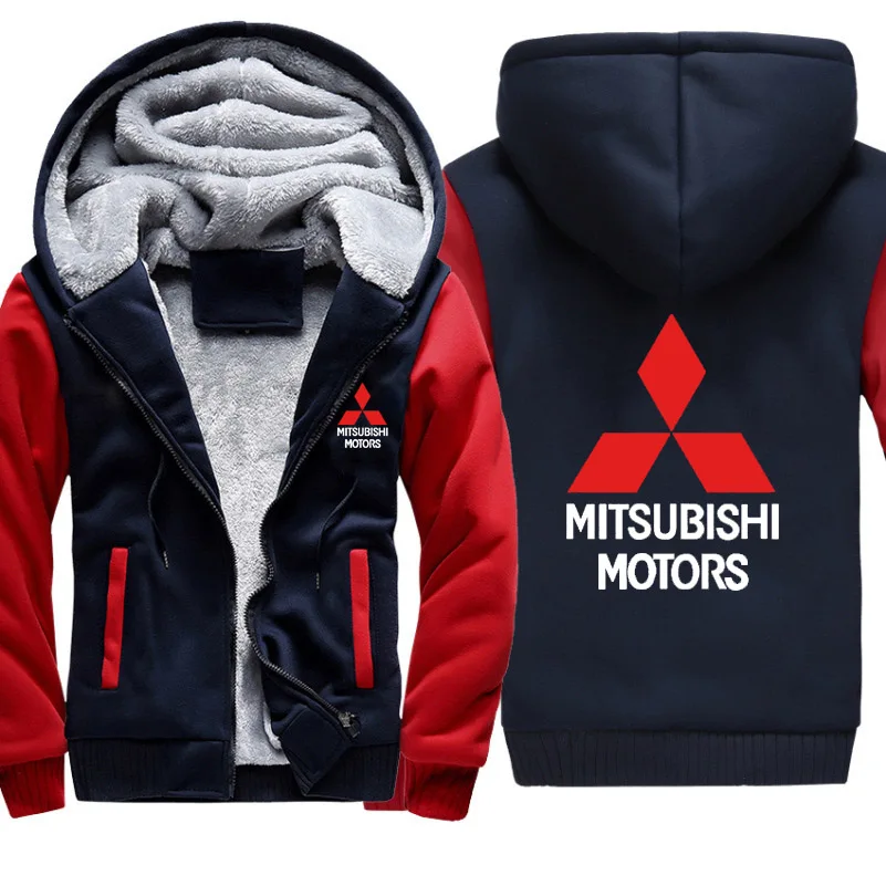 Мужские толстовки с капюшоном, куртка с логотипом Mitsubishi, мужские толстовки с капюшоном, зимние Утепленные флисовые хлопковые камуфляжные мужские куртки-реглан на молнии - Цвет: 810