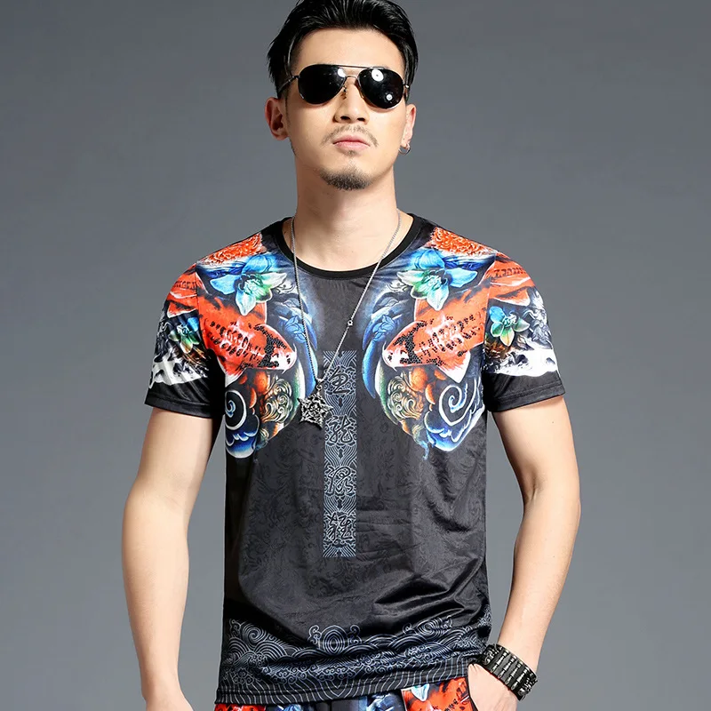 

Slim Fish Pattern Men T-shirt 3d Printing Short Sleeve Summer Casual T Shirt Printed Fashion Man Tops Tees Plus Sizes Shirts