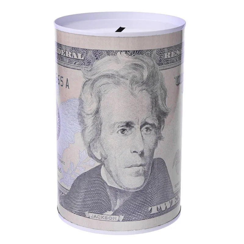 Креативный евро доллар металлический цилиндр копилка экономия денег коробка украшение дома - Цвет: 2