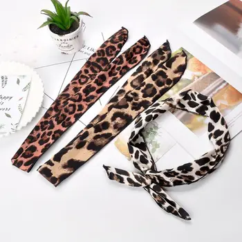 

Women Girls Rabbit Ears Iron Wire Hairband Leopard Printed Colorful Bow Headband Elastic Twist Casual Sport Dancing Turban Headw