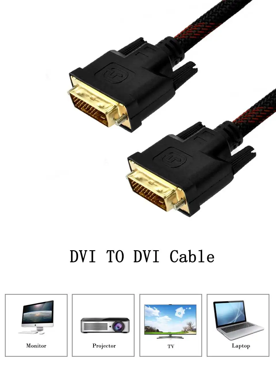 High Speed DVI Cable 3M 5M 10M Gold Plated Plug Male-Male DVI TO DVI 24+1 cable 1080p for LCD DVD HDTV XBOX Monitor Projector (1)