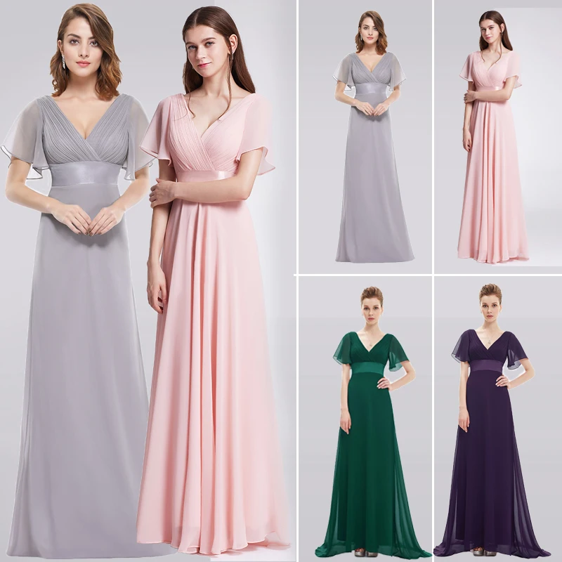 

Wedding Party Dress Plus Size Robe Demoiselle D'honneur Elegant A Line V Neck Long Chiffon Bridesmaid Dresses 2018 Vestido Longo
