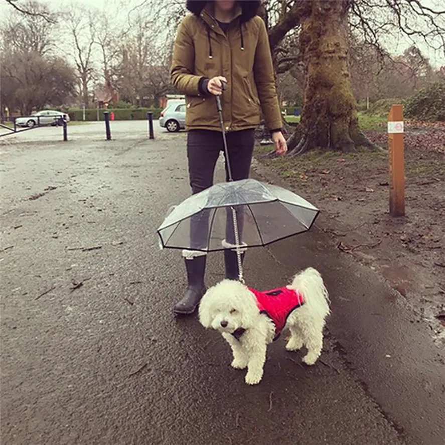 

Dog Umbrellas Transparent Pet Umbrella Built-in Leash Puppy Umbrella Pet Dogs Walking Accessories For Rainy Day 1PC Dec27#30