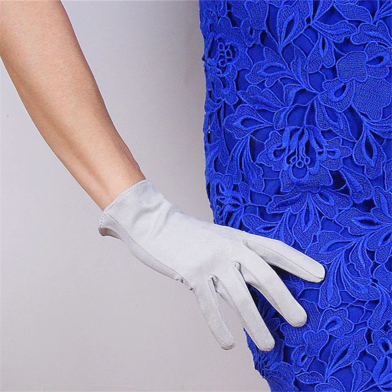 Woman's Suede Gloves Short Style Simulation Leather Brushed Suede Matte Dermabrasion Light Blue 21cm Female Mittens TB112 Woman's Suede Gloves Short Style Simulation Leather Brushed Suede Matte Dermabrasion Light Blue 21cm Female Mittens TB112
