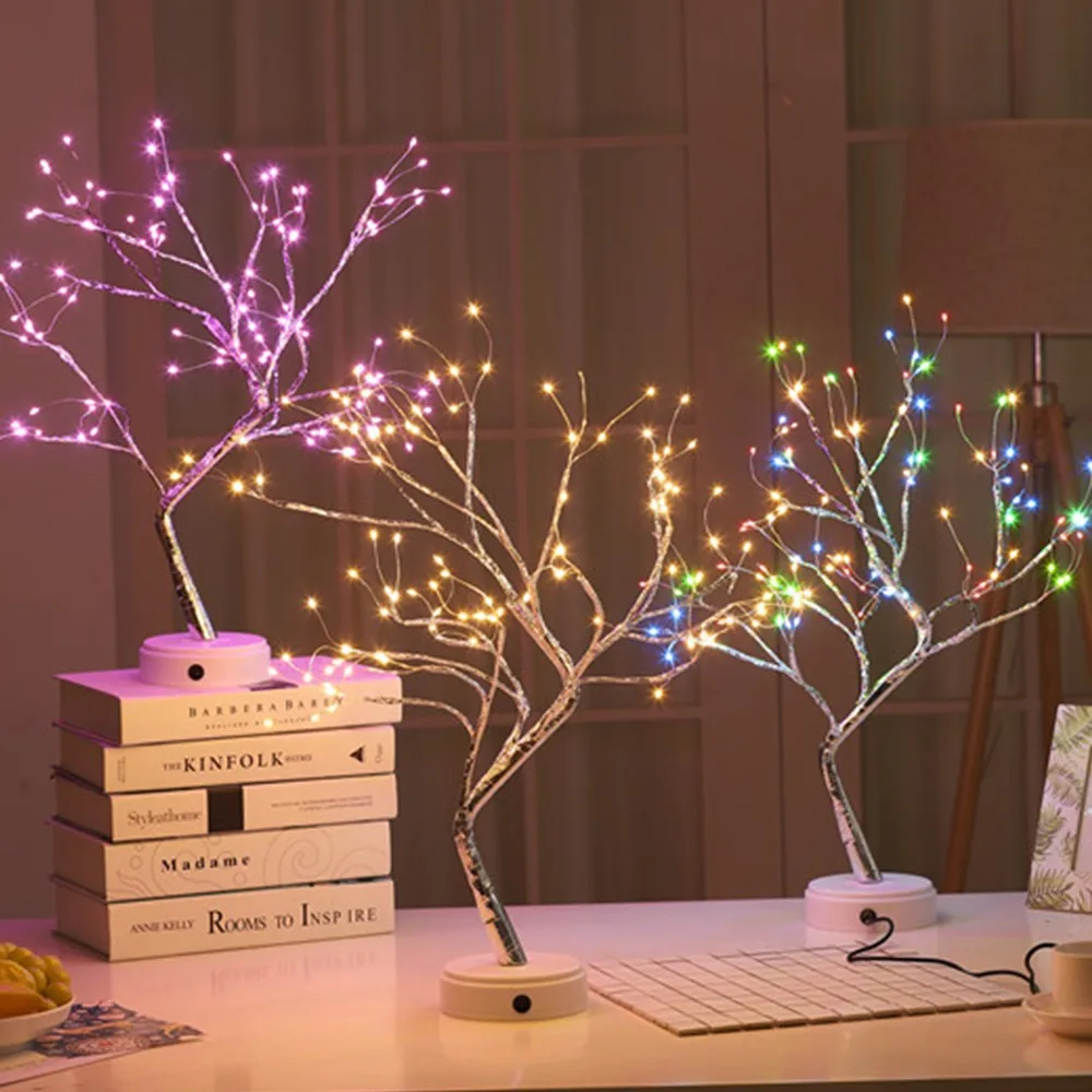 36/108 светодиодов USB карликовое дерево светильник Gypsophila Ночной светильник сенсорный медный провод настольная лампа для дома, вечерние, свадебные, рождественские, праздничные украшения