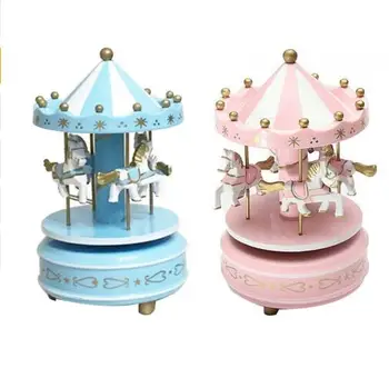 

Merry-Go-Round Wooden Music Box Toy Child Baby Game Home Decor Carousel horse Music Box Christmas Wedding Birthday Gift New