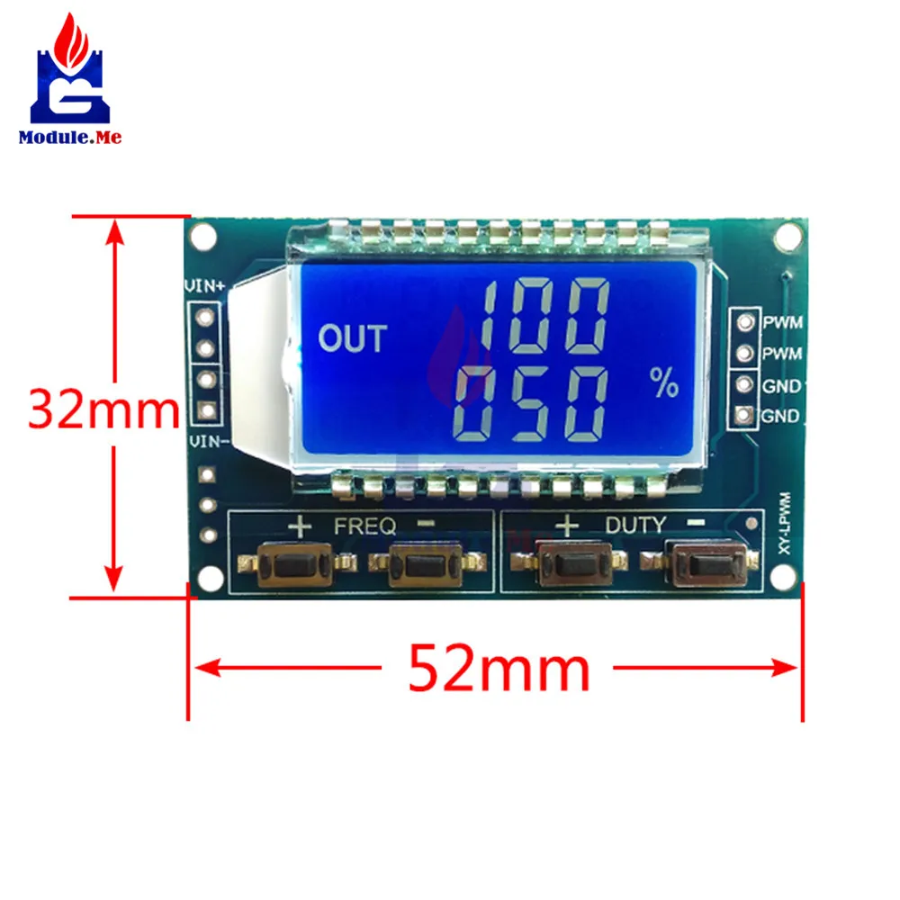 

Signal Generator PWM Pulse Frequency Duty Cycle Adjustable Module LCD Display 1Hz-150Khz 3.3V-30V PWM Board Module