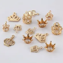 20 adet/grup KC altın rengi Metal alaşım 3D prenses taç Charms kolye boncuk Fit bilezik DIY el yapımı takı yapımı bulguları