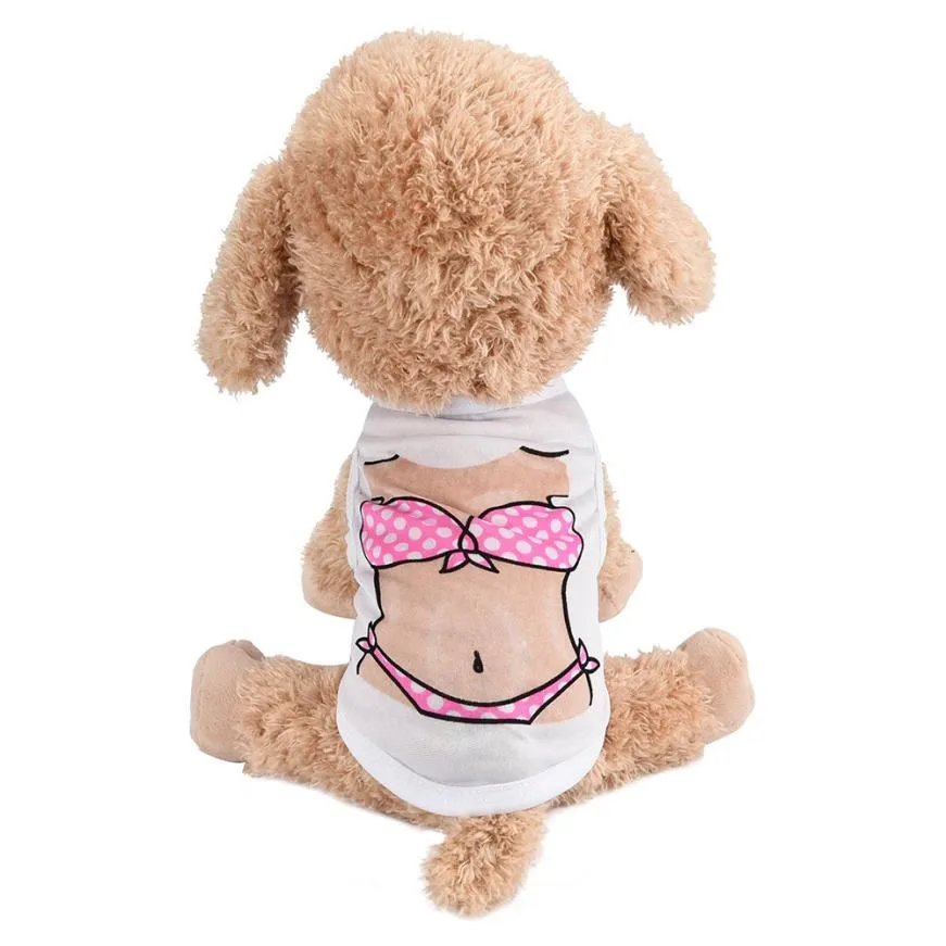

Dog Tshirt Puppy Small Dog Cat vests Pet Clothes Bikini Printing Apparel Vest Clothes Dog Clothes autumn Pet Shirts drop ship