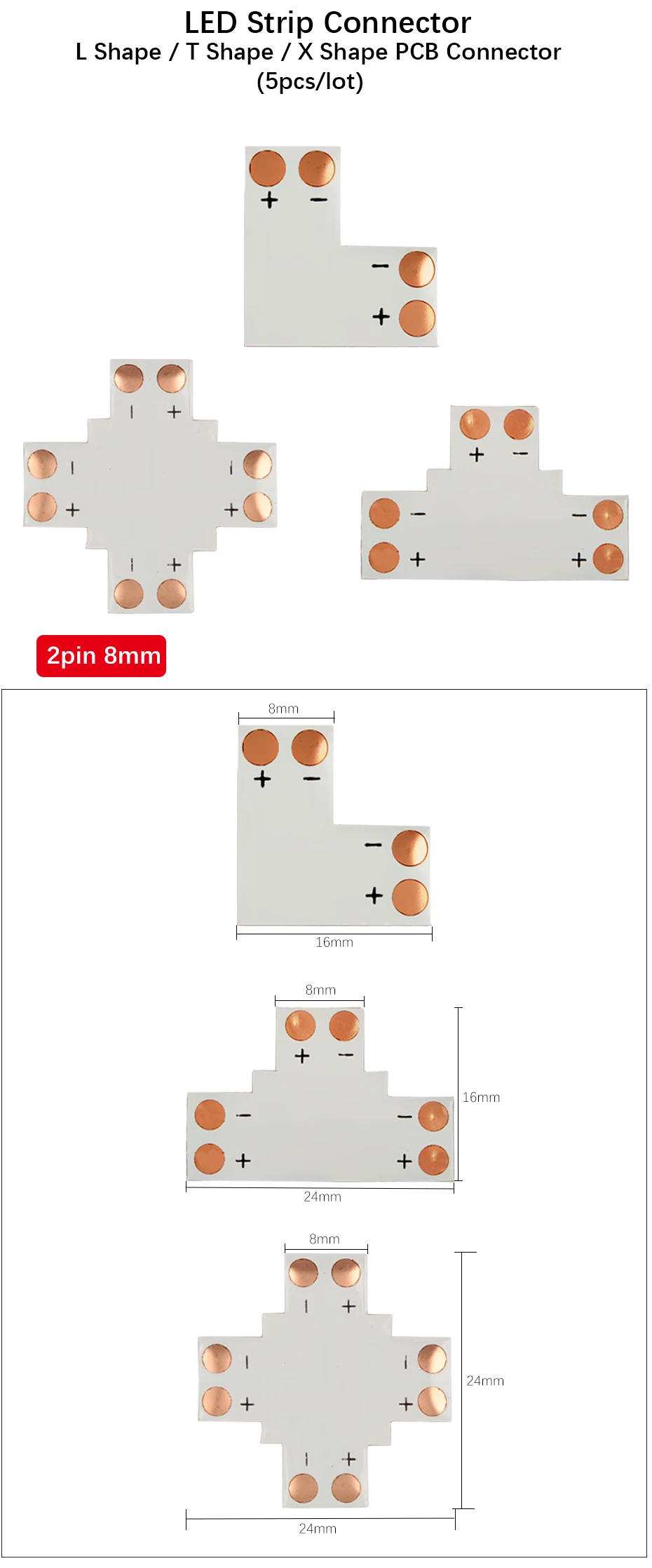Us 0 95 34 Off 5pcs L T X Shape 8mm 10mm 2pin 4pin 5pin Single Color Rgb Rgbw Led Strip Corner Connector Pcb Board Splitter Connector Connectors