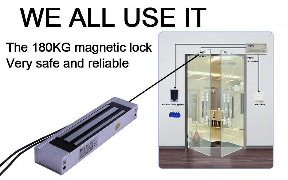 Электрический замок 12 в дверной замок система контроля доступа 180 кг (350LB) Одиночная дверь Холдинг сила электромагнитный замок магнитный