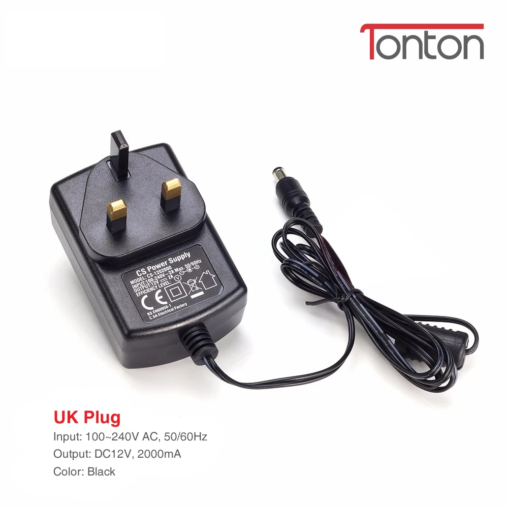 Tonton 12 V 2A AC 100 V-240 V адаптер преобразователя DC 12 V 2A 2000mA блок питания EU UK AU US Plug 5,5mm x 2,1mm для ip-камеры видеонаблюдения