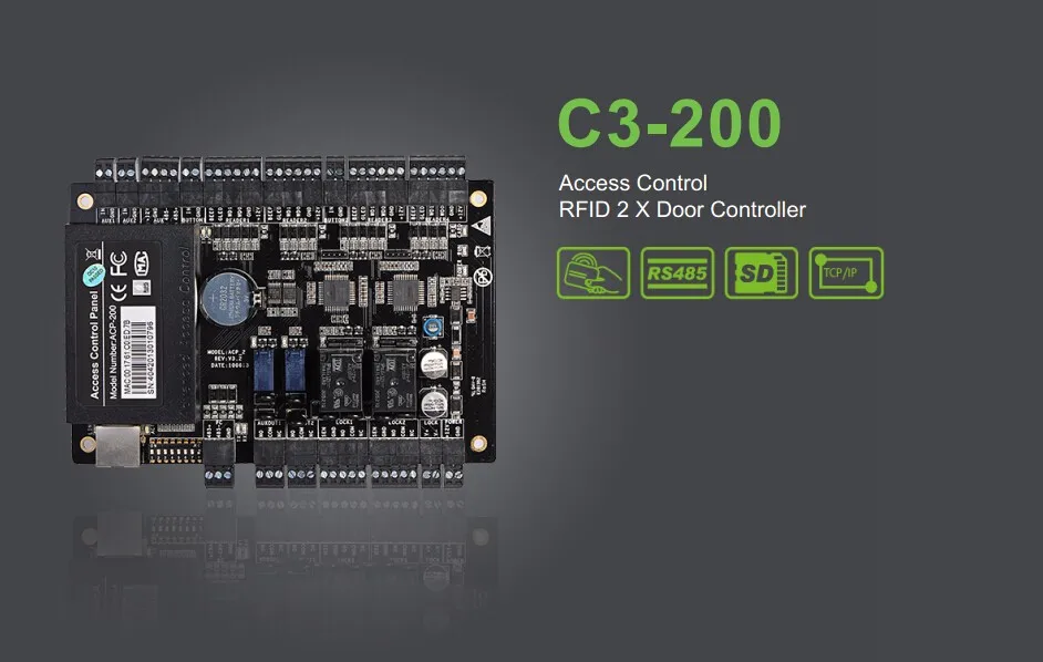 

C3-200 two doors access control panel zk door access control system access control board with TCP/IP communication