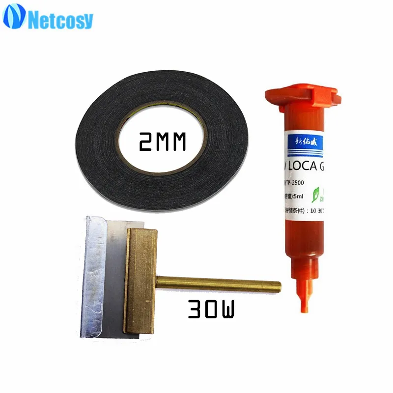 

30W UV Glue Clean Tool & 2mm Black Double Sided Sticky Tape & TP-2500 5ml UV glue For Smartphone LCD Touch screen repair