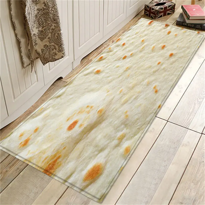 

Comfort Food Creations Burrito Wrap Blanket Square Bathroom Carpet 40X120CM Mexican Flannel Kitchen And Anti-slip Mat Floor Rug