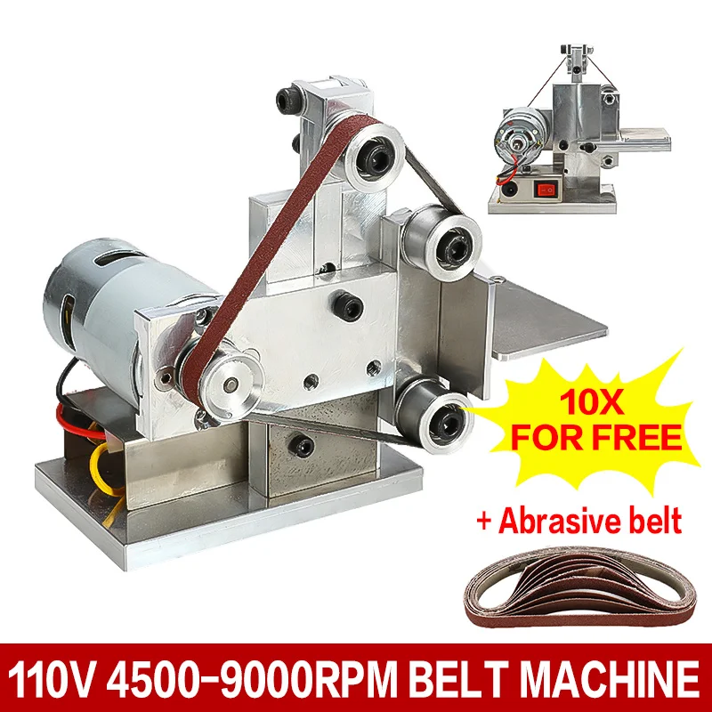 110-240 В Электрический ленточный шлифовальный станок, шлифовальная полировальная машинка, точилка для краев ножей, 10 X абразивный ленточный деревообрабатывающий металлический шлифовальный станок