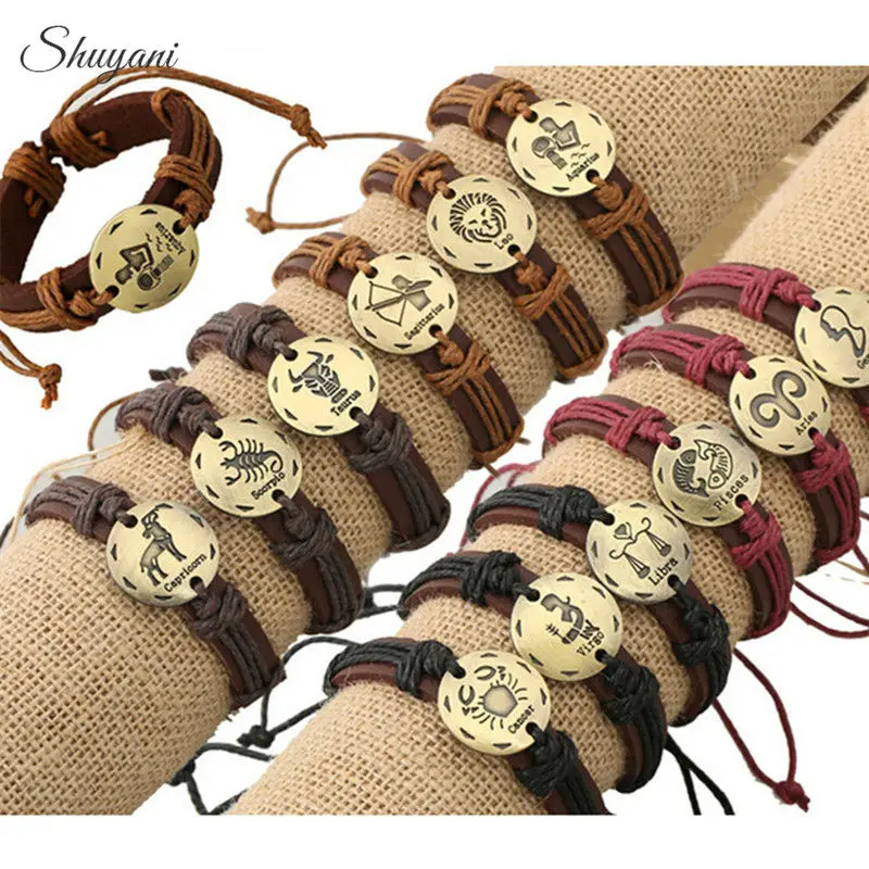12pcs-lot-Newest-12-Zodiac-Signs-Leather-Bracelet-Constellations-Charm-Bracelets-Adjustable-Bracelet-Jewelry