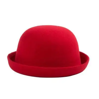 Retail Little Girls Fedora Hat Dome Cap Children Dress Hats Kids Caps Felt Hats Wool Felting Bowler Hat - Цвет: red