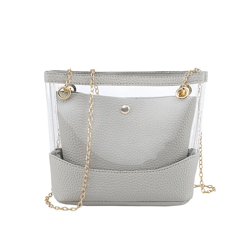 

Women Transparent Handbag Shoulder Bag Travel OL Clear Small Jelly Purse Clutch Plastic Tote